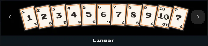 Linear deck cards showing values 1 through 10 plus ?