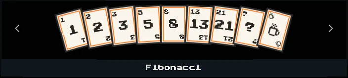 Deck preview showing estimation cards for the selected deck type