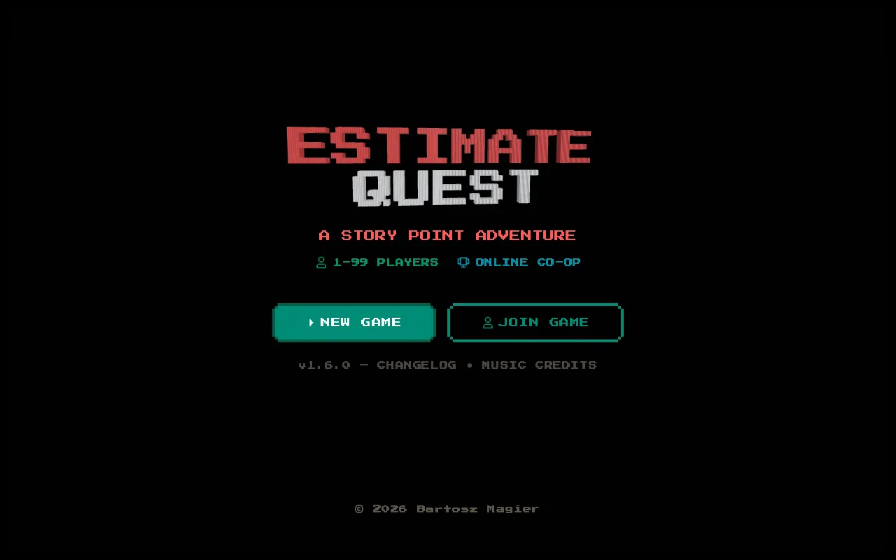 EstimateQuest home screen with New Game and Join Game options