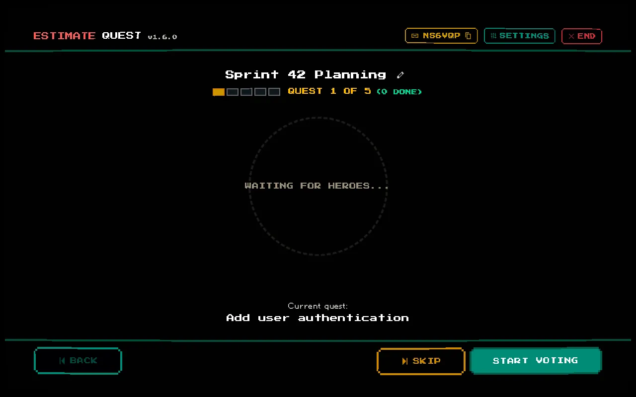 Player Arena with avatars, names, group badges, and role indicators