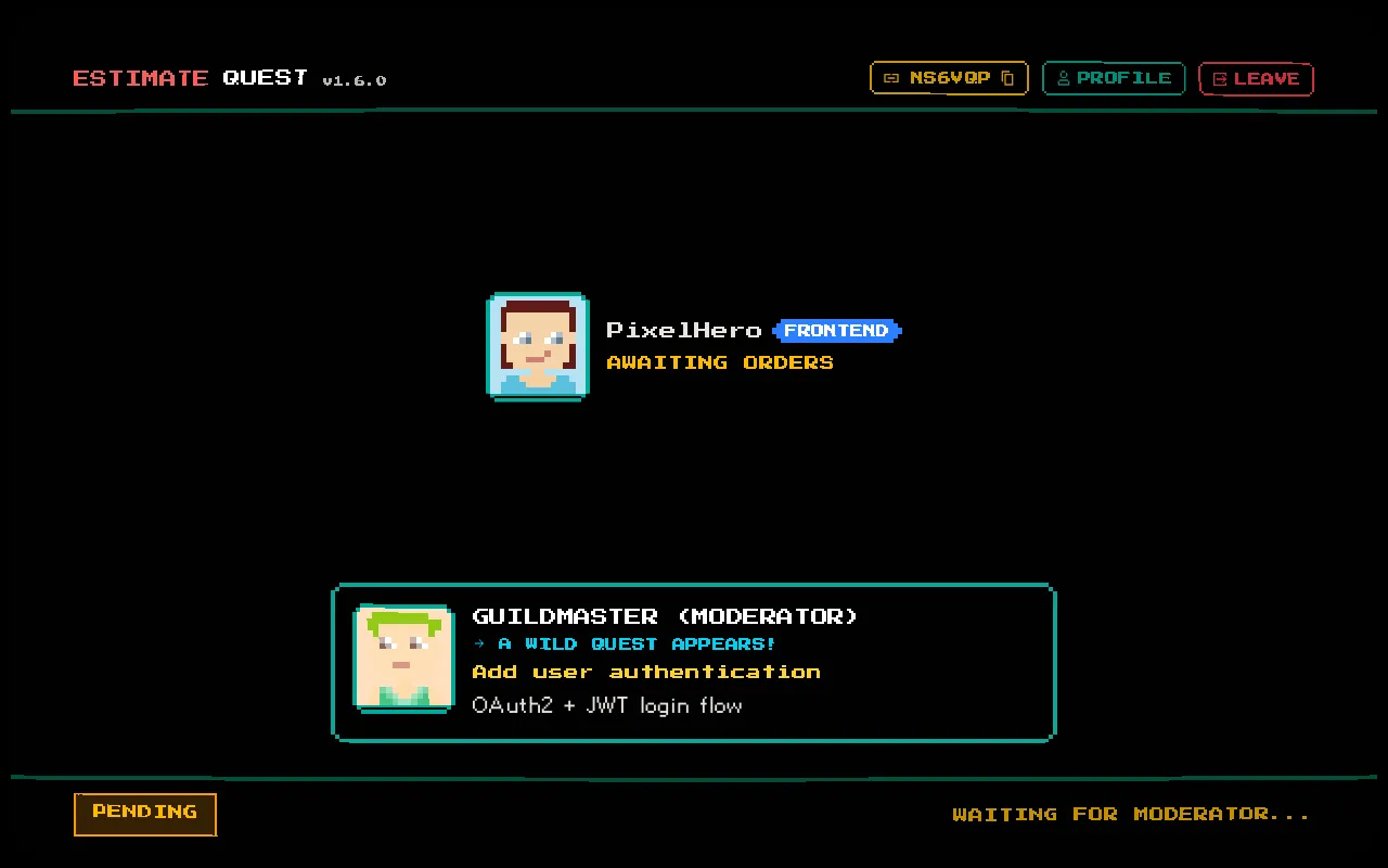 Voter's session view showing the Player Arena and ticket information